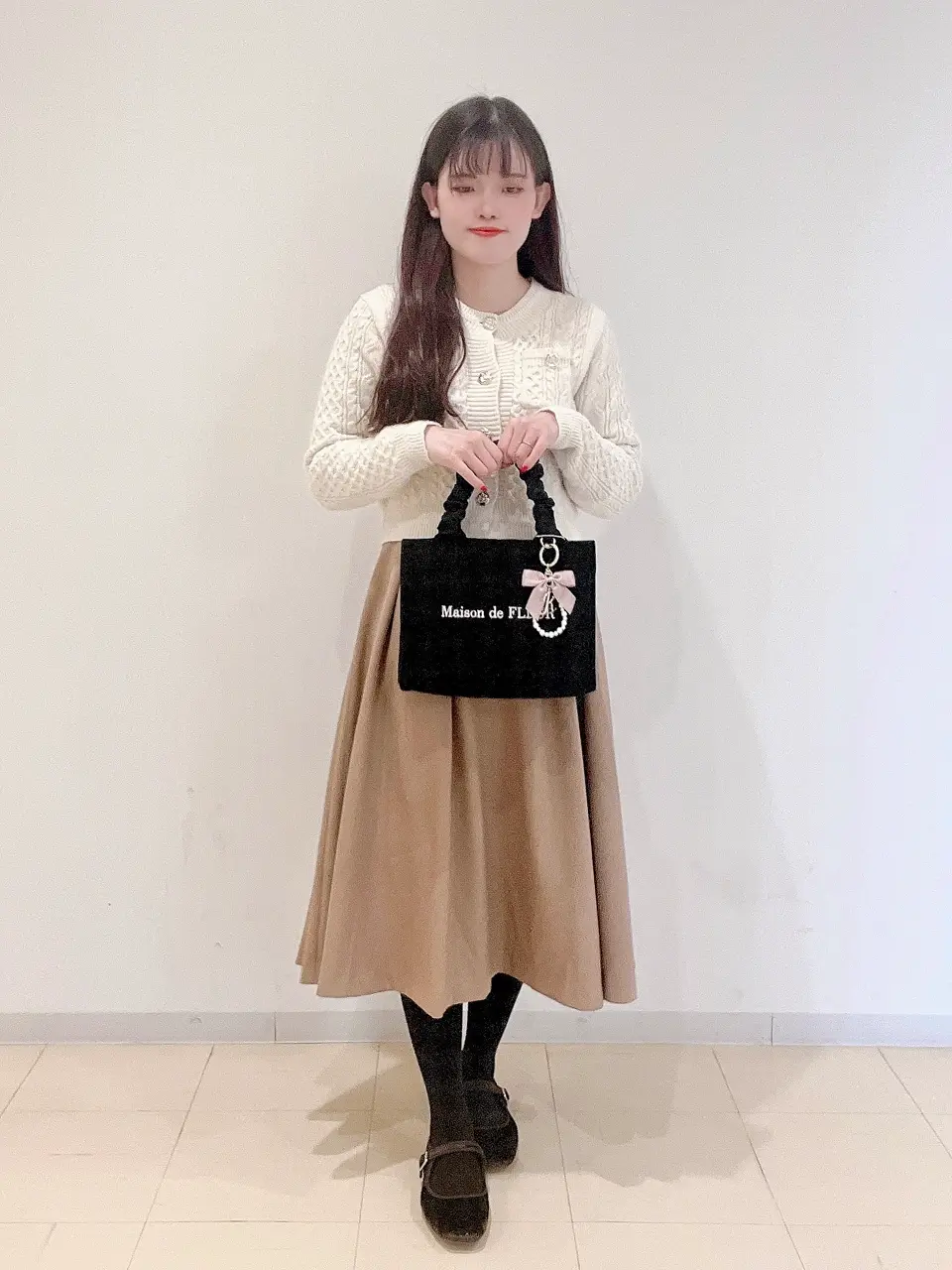 ギャザーハンドル2Wayリボンキルティングトート/Maison de FLEUR