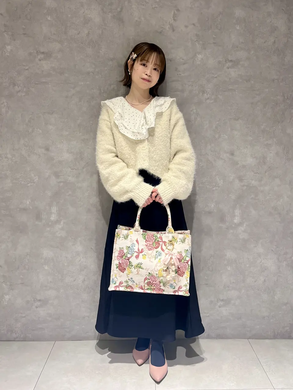 フラワーガーデン柄ゴブランスクエアトートバッグ/Maison de FLEUR