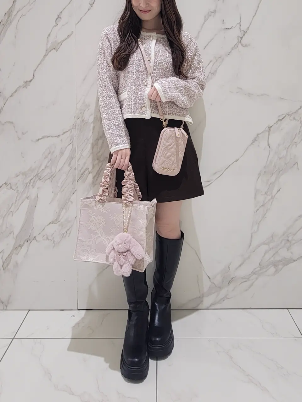 リボンキルティングスマホポシェット/Maison de FLEUR（メゾン ド