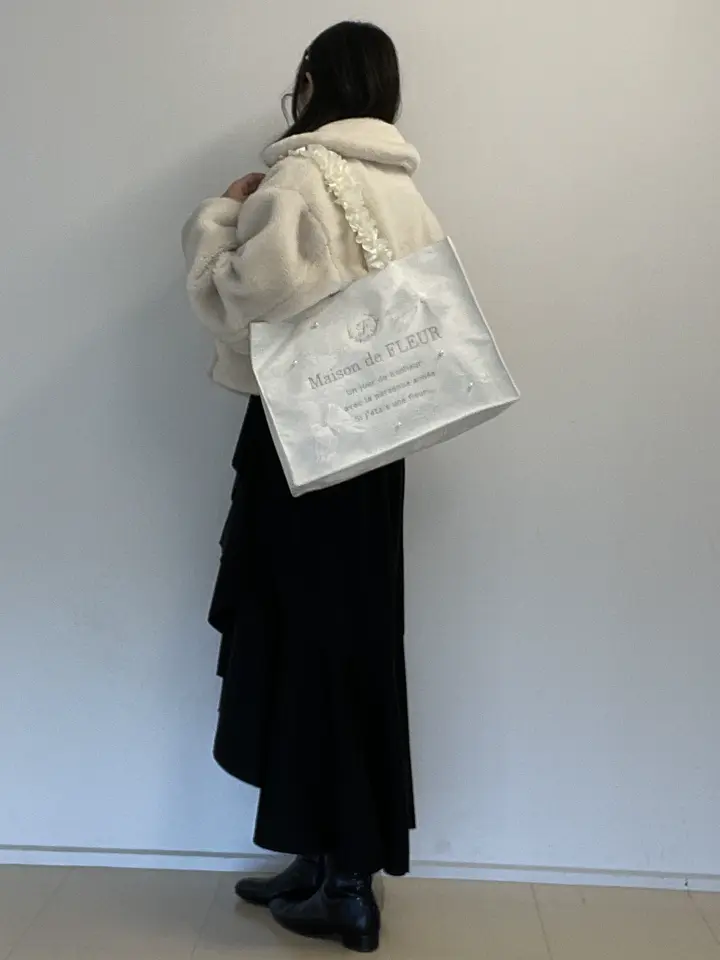 レースリボンフリルハンドルスクエアトートMバッグ/Maison de FLEUR