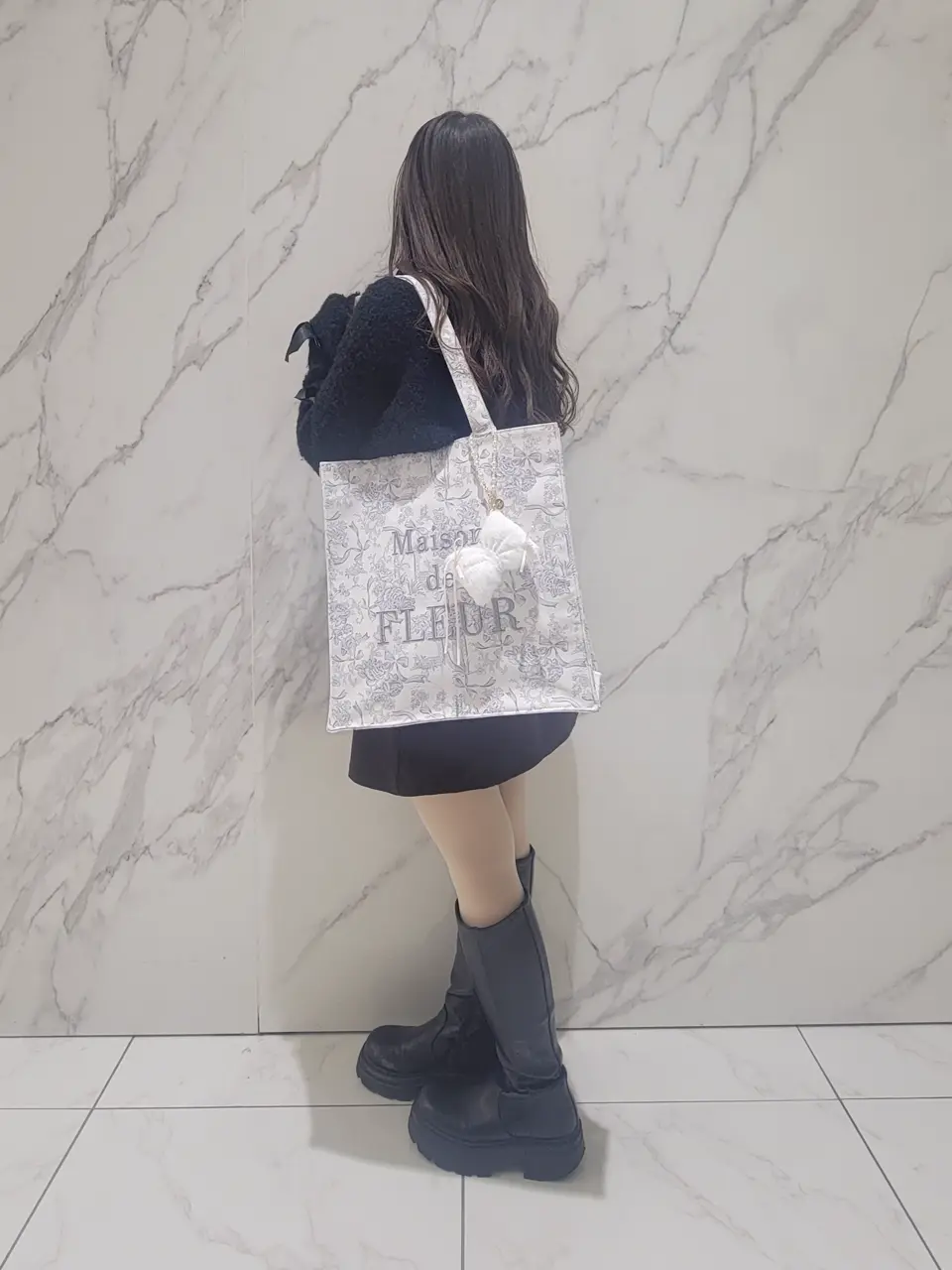 フラワーガーデンロゴ刺繍スクエアトート/Maison de FLEUR（メゾン ド