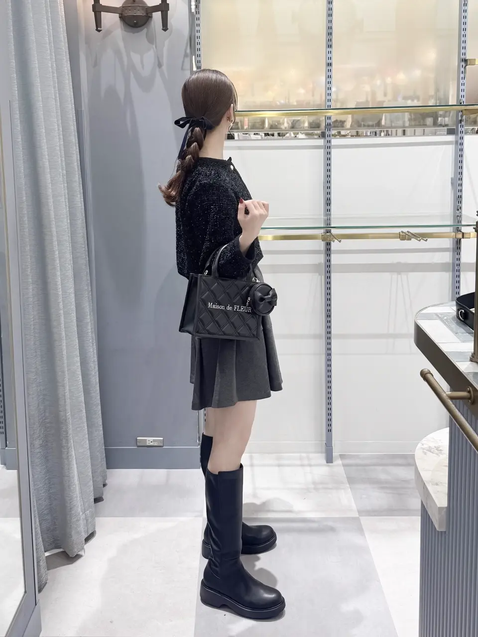 ミニポーチ付き】キルティングトートバッグ/Maison de FLEUR（メゾン