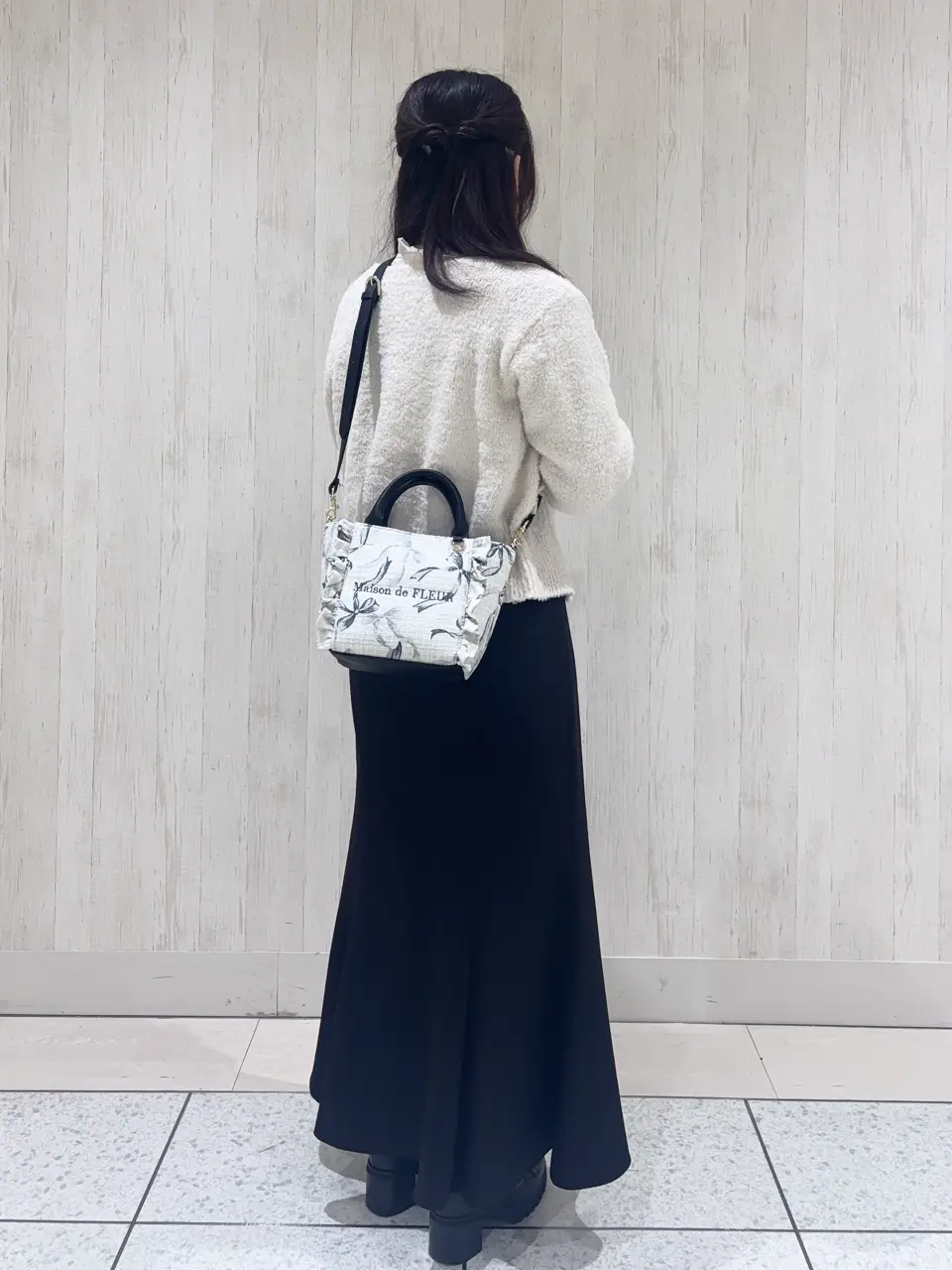 ツイードリボンプリント2WayバッグS/Maison de FLEUR（メゾン ド