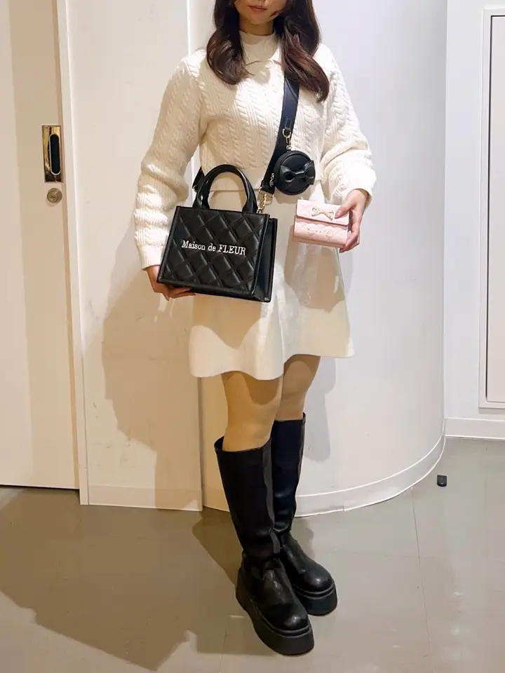 ジョリーフルール（MdC） ドローストリングバッグ・M★ミニポーチプレゼント★ ミニポーチ付きキルティングトートバッグ/Maison de FLEUR（メゾン ド