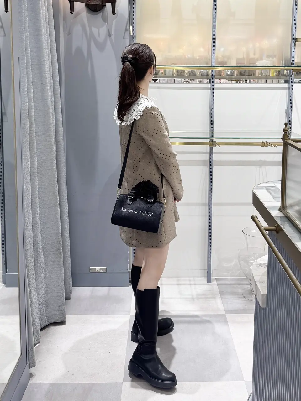 レース2Wayボストンバッグ/Maison de FLEUR（メゾン ド フルール）の