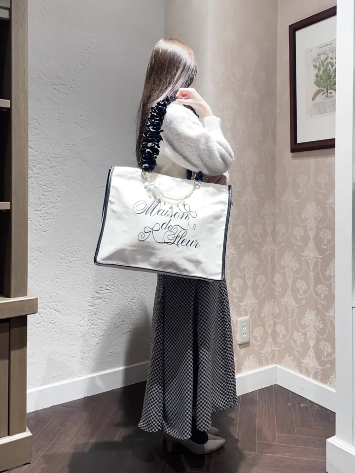 ロゴ刺繍フリルハンドル帆布キャリーオンバッグ/Maison de FLEUR