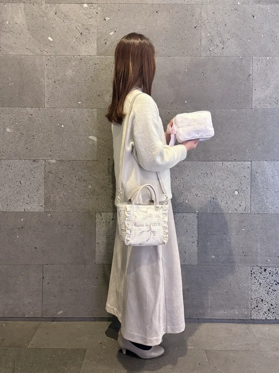 ツイードリボンプリント2WayバッグS/Maison de FLEUR（メゾン ド