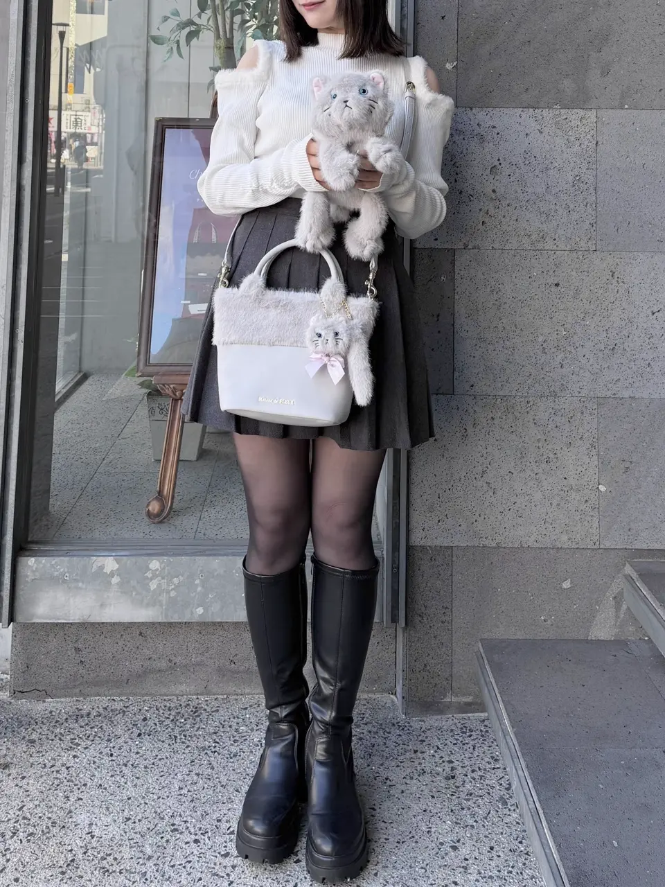 ねこフェイクファーバッグ/Maison de FLEUR（メゾン ド フルール）の