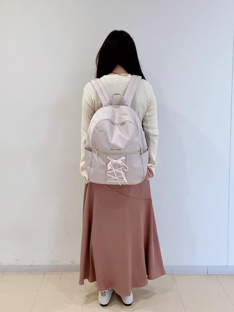 撥水加工/19L】レースアップリボンリュック/Maison de FLEUR（メゾン