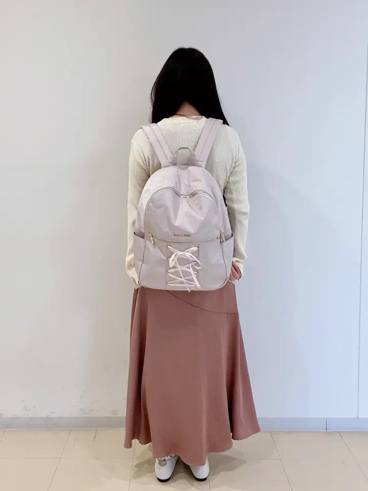撥水加工/19L】レースアップリボンリュック/Maison de FLEUR（メゾン