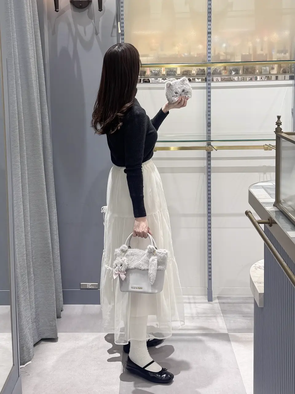 ねこフェイクファーバッグ/Maison de FLEUR（メゾン ド フルール）の