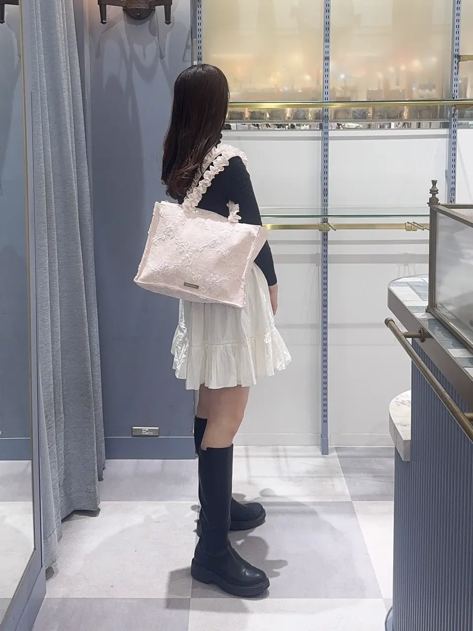 桜フリルハンドルスクエアトートMバッグ/Maison de FLEUR（メゾン ド