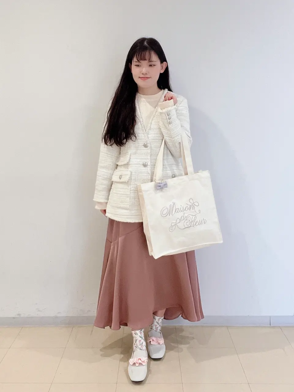 A4対応】ブランドロゴ刺繍スクエアトートバッグ/Maison de FLEUR