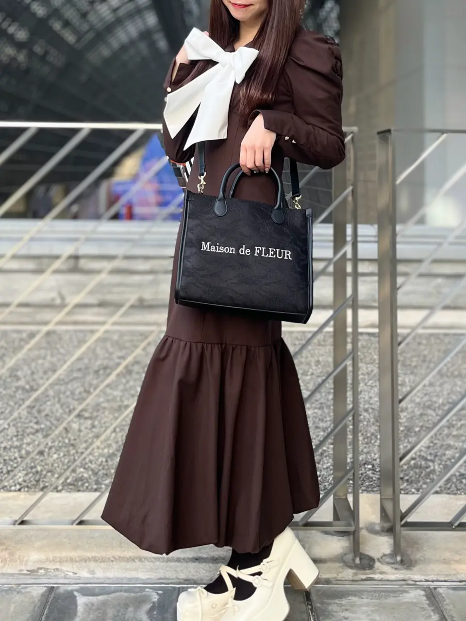 レース2Wayトートバッグ/Maison de FLEUR（メゾン ド フルール）の