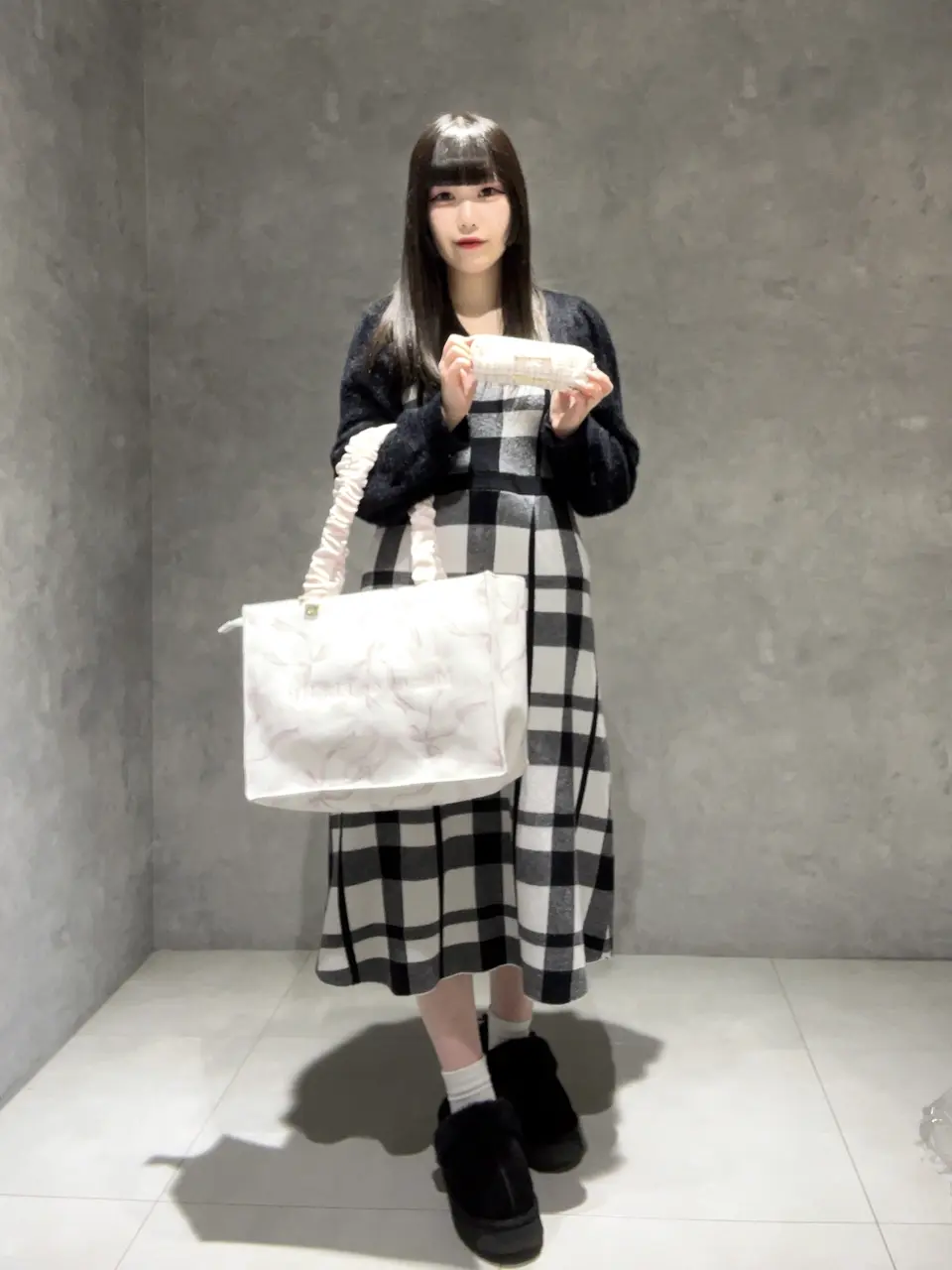 グログランリボンツイードロングポーチ/Maison de FLEUR（メゾン ド