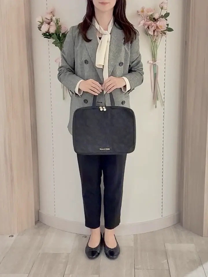 PCスタンド内蔵】リボン柄キルティングPCケース/Maison de FLEUR