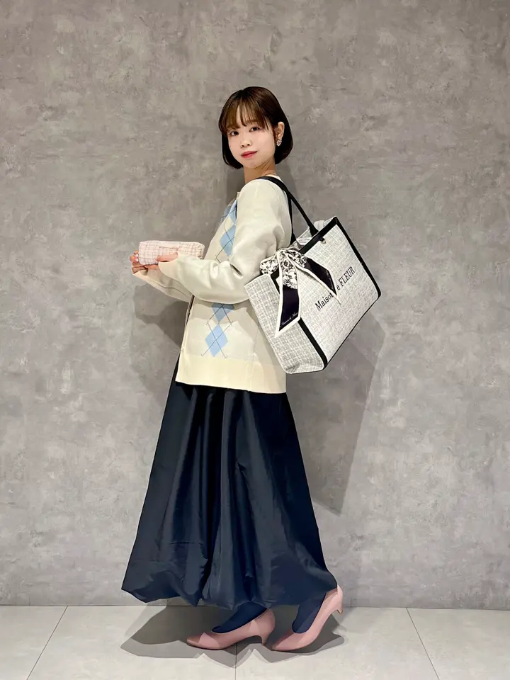 グログランリボンツイードロングポーチ/Maison de FLEUR（メゾン ド