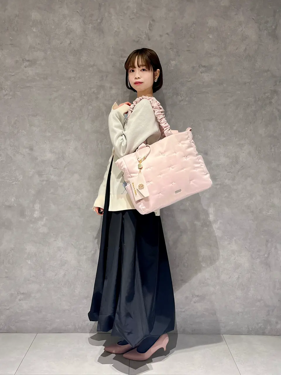 ローズリボン刺繍パファートートバッグ/Maison de FLEUR（メゾン ド 