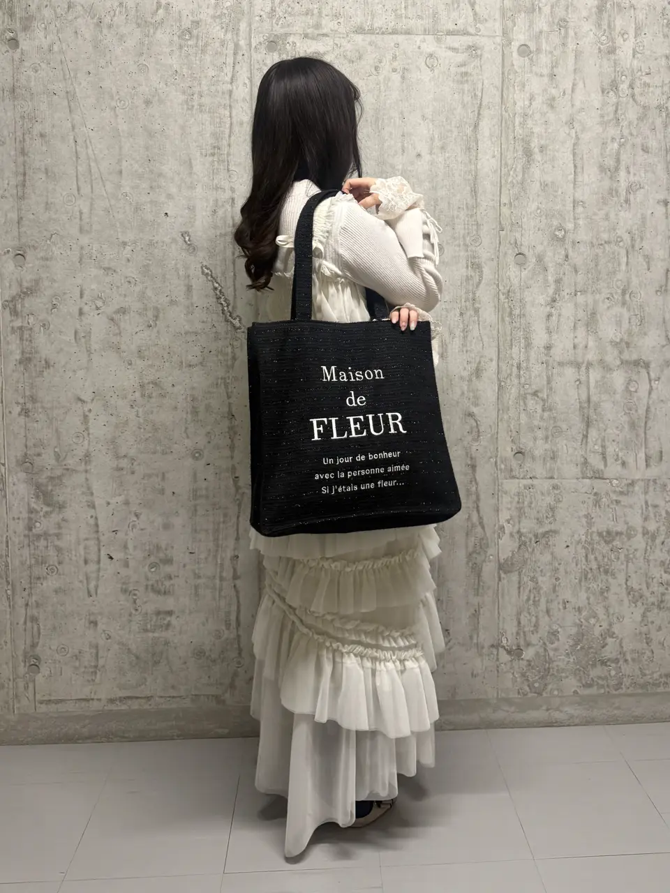 A4対応】ツイードロゴ刺繍スクエアトートバッグ/Maison de FLEUR