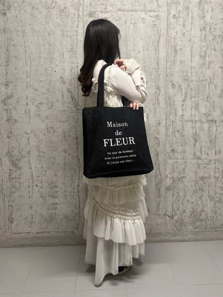 A4対応】ツイードロゴ刺繍スクエアトートバッグ/Maison de FLEUR