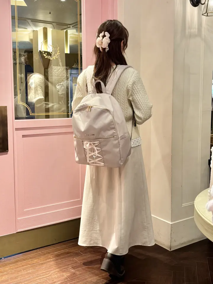 撥水加工/19L】レースアップリボンリュック/Maison de FLEUR（メゾン