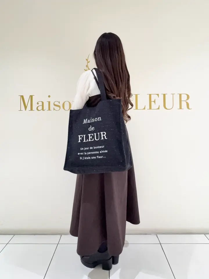 A4対応】ツイードロゴ刺繍スクエアトートバッグ/Maison de FLEUR