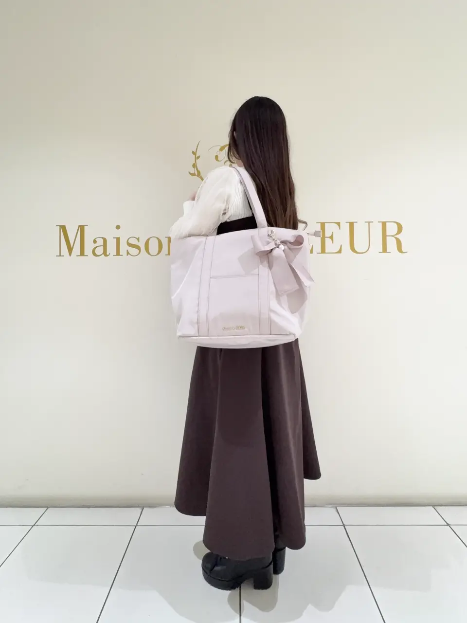 リボンチャーム付きマルチポケットトートバッグ/Maison de FLEUR