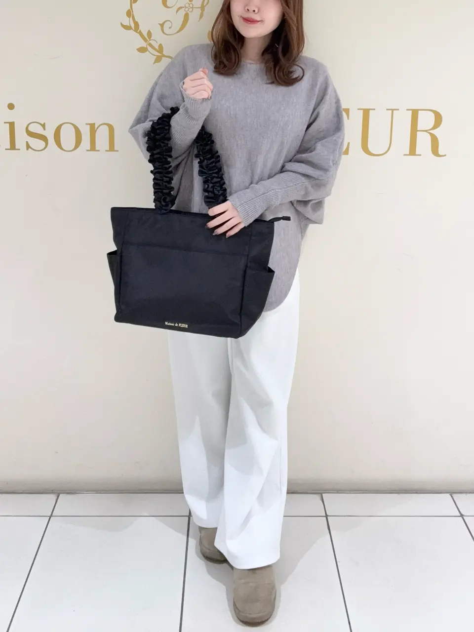 撥水加工フリルハンドルトートバッグ/Maison de FLEUR（メゾン ド