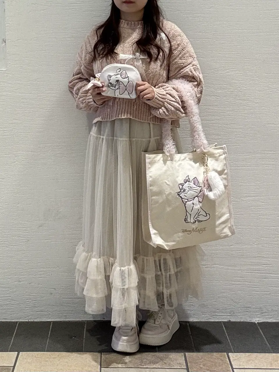 Disney Marie/フリルハンドルトートバッグ/Maison de FLEUR（メゾン ド
