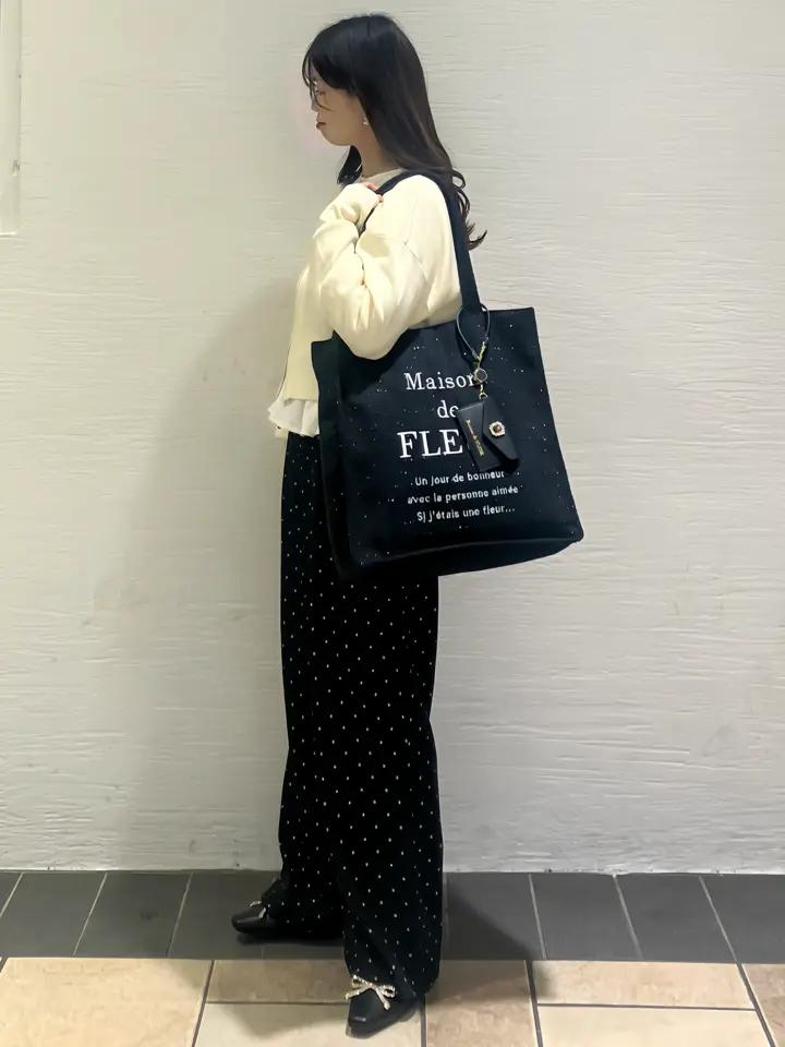 A4対応】ツイードロゴ刺繍スクエアトートバッグ/Maison de FLEUR