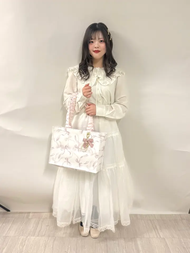 リボン柄ギャザーハンドルスクエアトート/Maison de FLEUR（メゾン ド