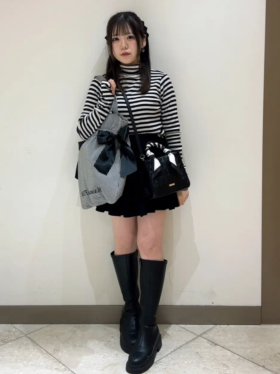 Maison de FLEUR canone♡優しい雨のギンガムブラウス 黒 遮光&UV CUT フリル折りたたみ傘/Maison de FLEUR（メゾン ド フルール