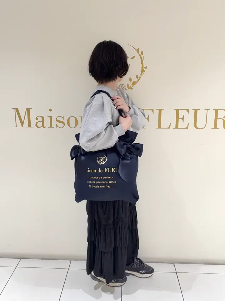 A4対応】ダブルリボンギャザートートバッグ/Maison de FLEUR（メゾン