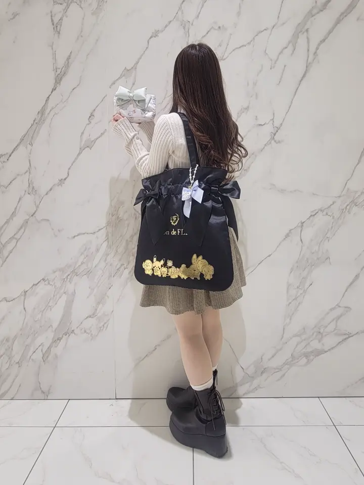 完売品　新品Maison de FLEUR ポケモン ポケピース ブラック ポケモン ダブルリボントート/Maison de FLEUR（メゾン ド フルール