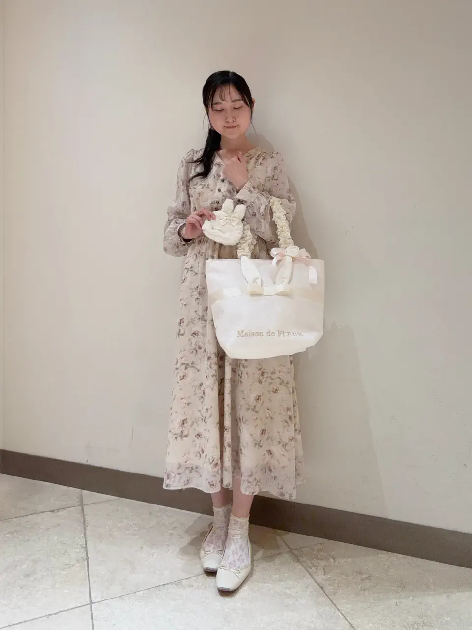 ラビットフェイクファーポーチ/Maison de FLEUR（メゾン ド フルール