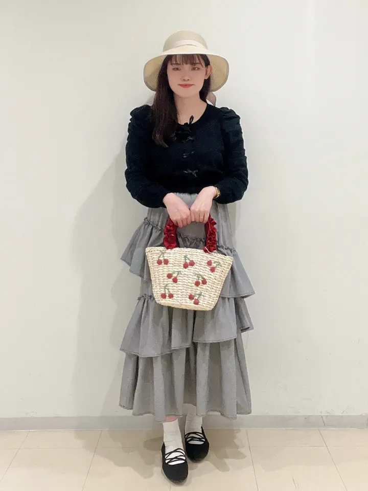 チェリー刺繍メイズカゴバッグ/Maison de FLEUR（メゾン ド フルール