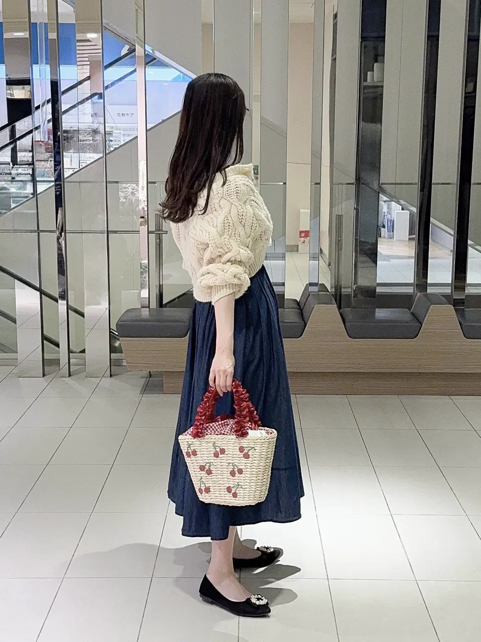 チェリー刺繍メイズカゴバッグ/Maison de FLEUR（メゾン ド フルール