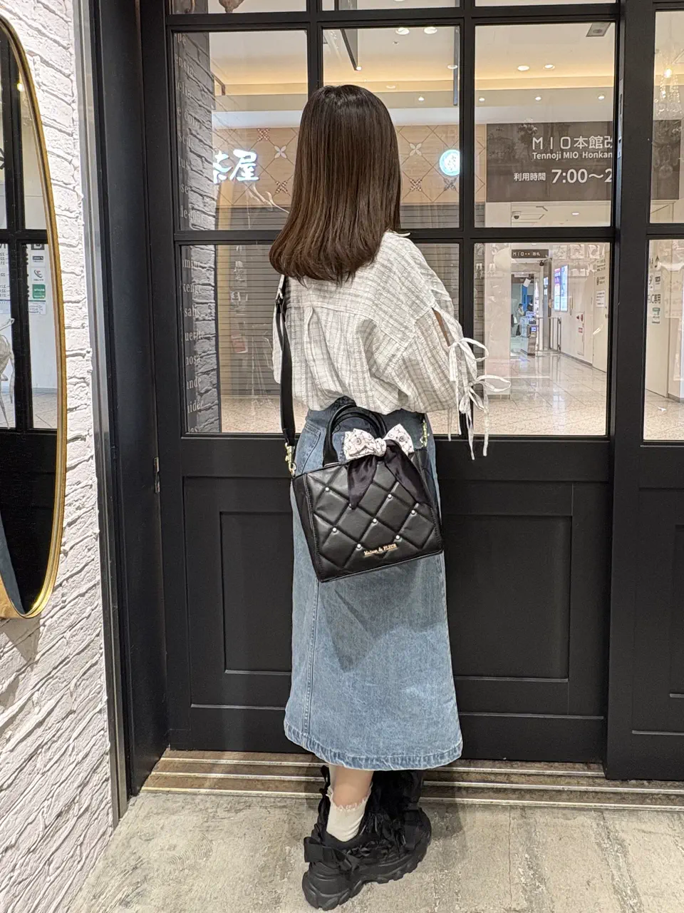 スカーフ付き/2Way】パールキルティングトートバッグ/Maison de FLEUR
