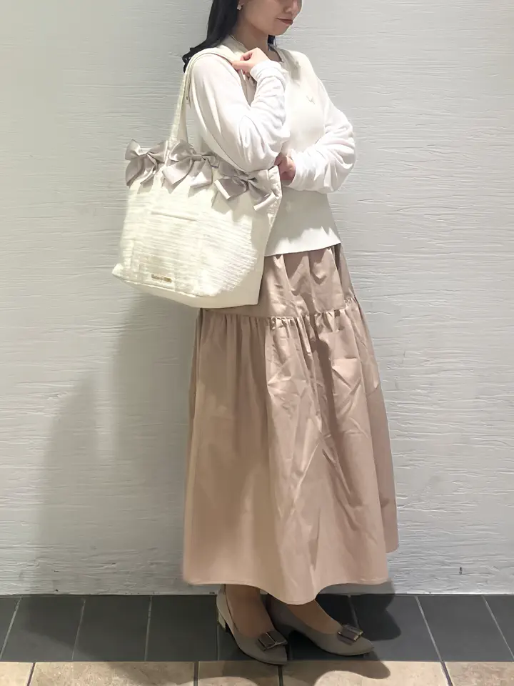 ツイードボリュームリボントートバッグ/Maison de FLEUR（メゾン ド