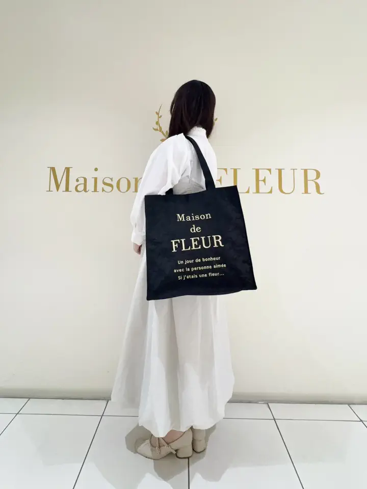 リボンレースブランドロゴ刺繍スクエアトート/Maison de FLEUR（メゾン