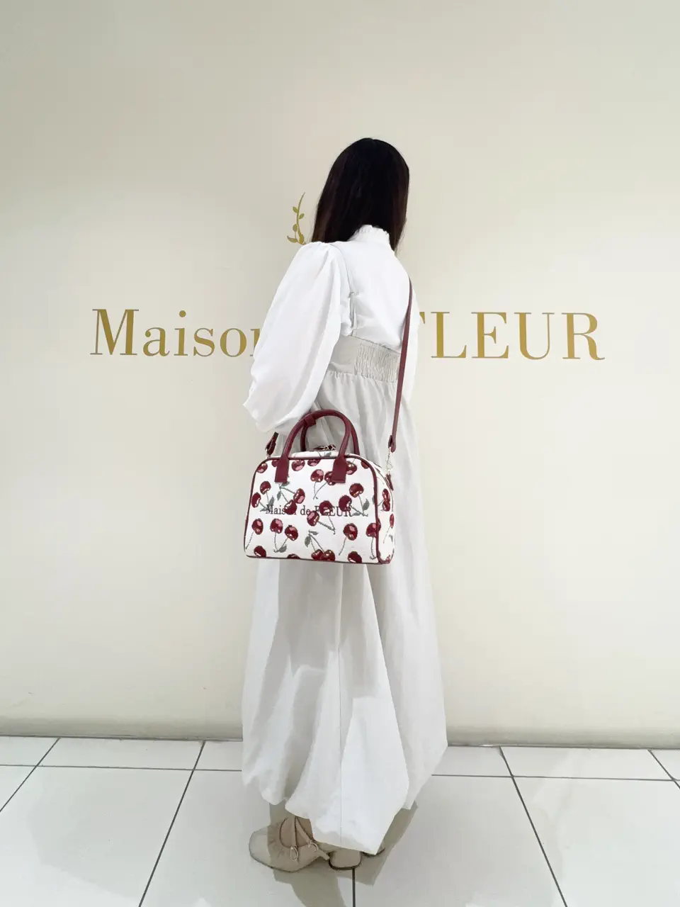 2Way】チェリー柄ゴブランボストンバッグ/Maison de FLEUR（メゾン ド