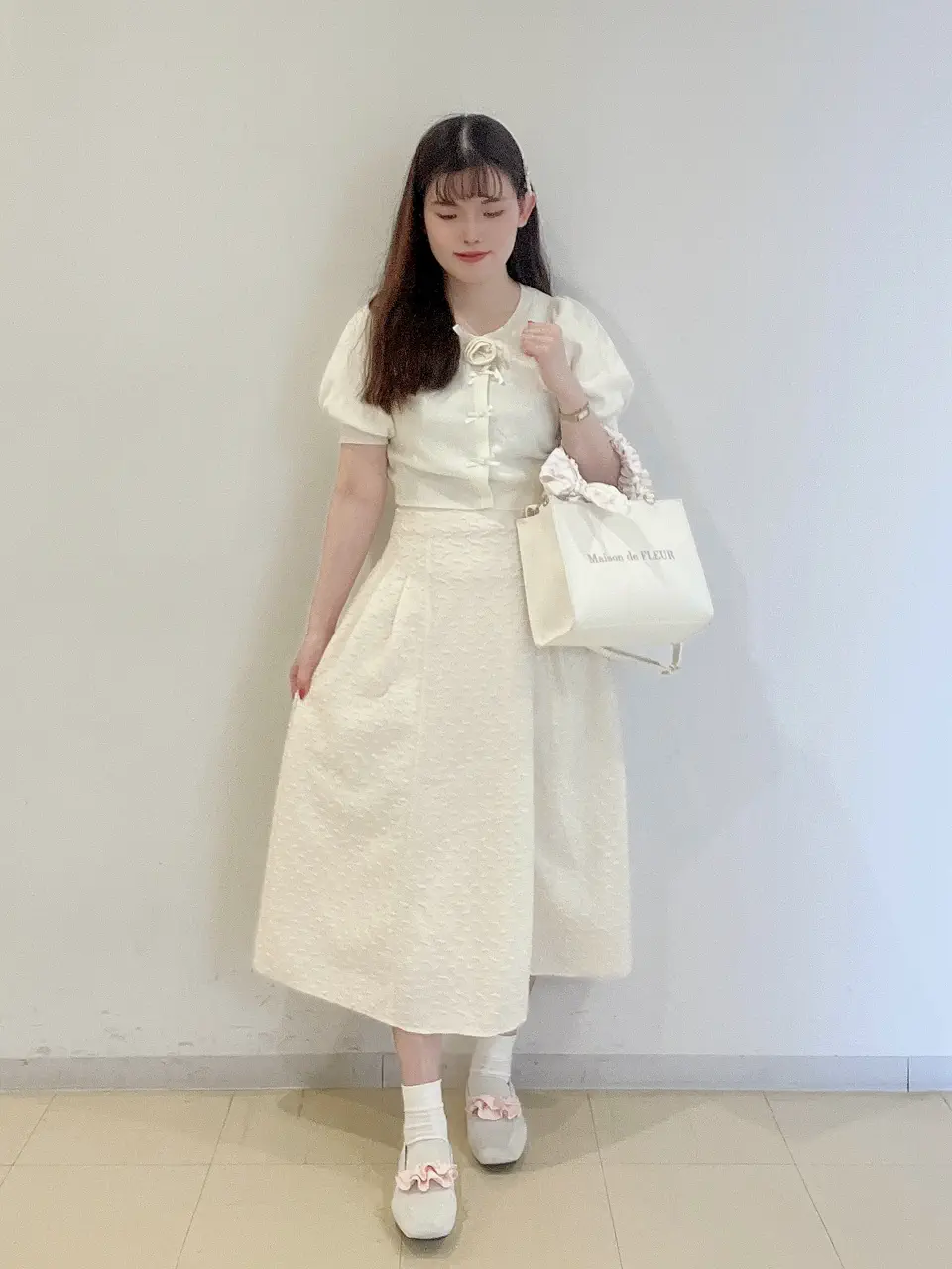 ローズニット半袖カーディガン/Maison de FLEUR Petite Robe(メゾンド ローズニット半袖カーディガン/Maison de FLEUR Petite Robe(メゾンド