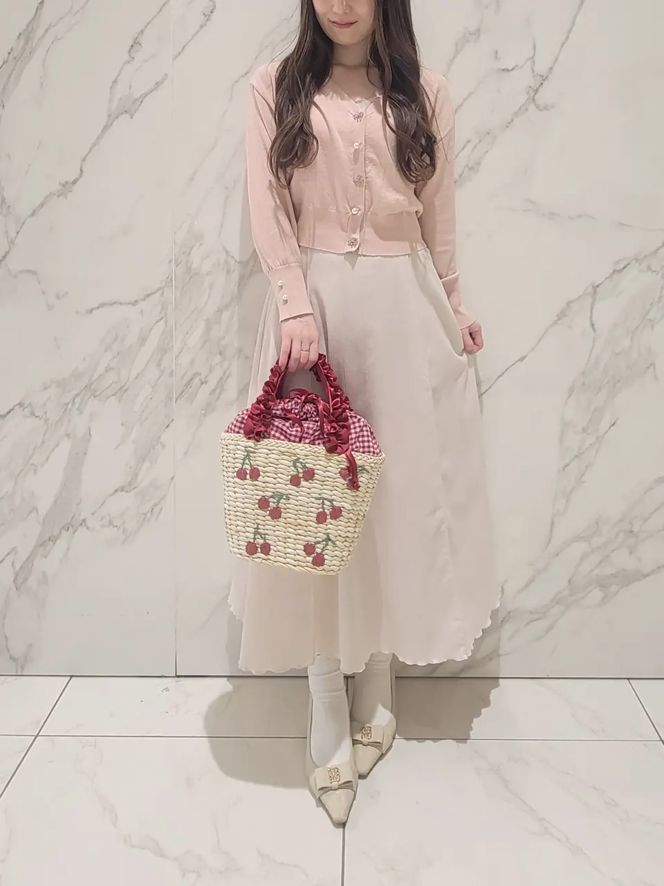 チェリー刺繍メイズカゴバッグ/Maison de FLEUR（メゾン ド フルール