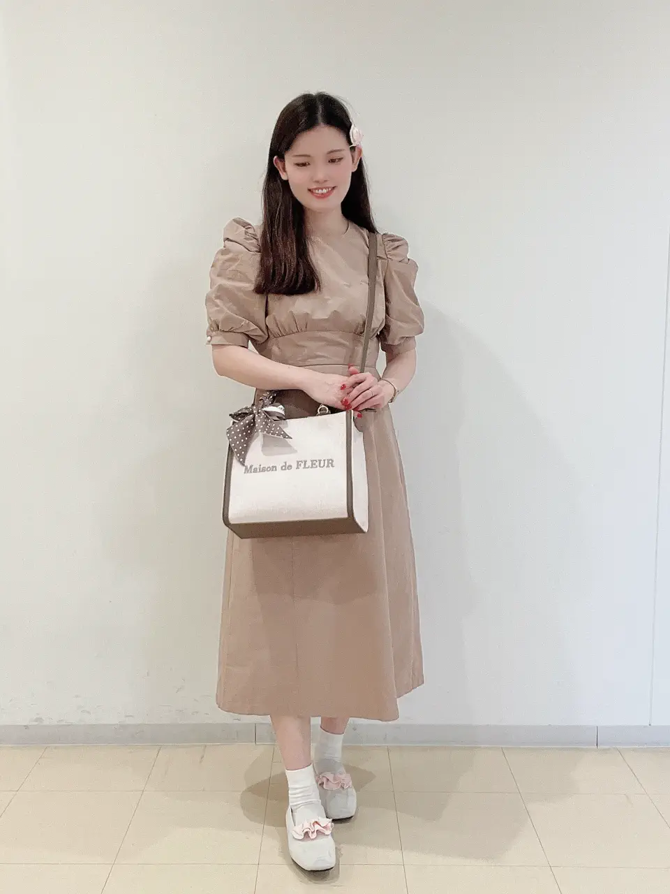 スカーフ付きツイードスクエア2Wayトート/Maison de FLEUR（メゾン ド