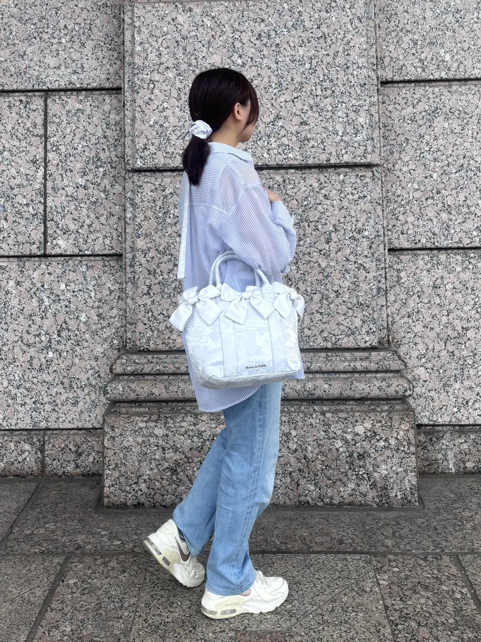 Mサイズ/2Way】ブルーマニアボリュームリボン2WayトートMバッグ/Maison