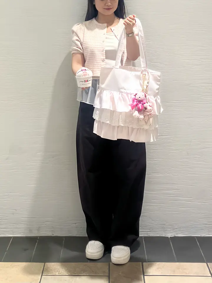 A4対応】サテンフロントフリルスクエアトートバッグ/Maison de FLEUR