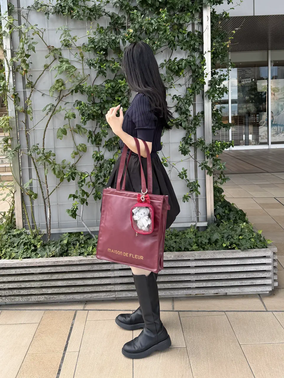 6色展開】ビジューリボンクリアポーチS/Maison de FLEUR（メゾン ド