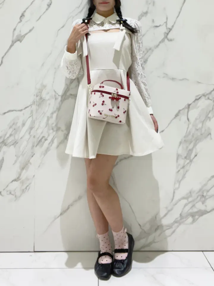 キャンバスアート 2点セット ラブリー 花柄 ジェルコート チェリー刺繍キューブ型バッグ/Maison de FLEUR（メゾン ド フルール