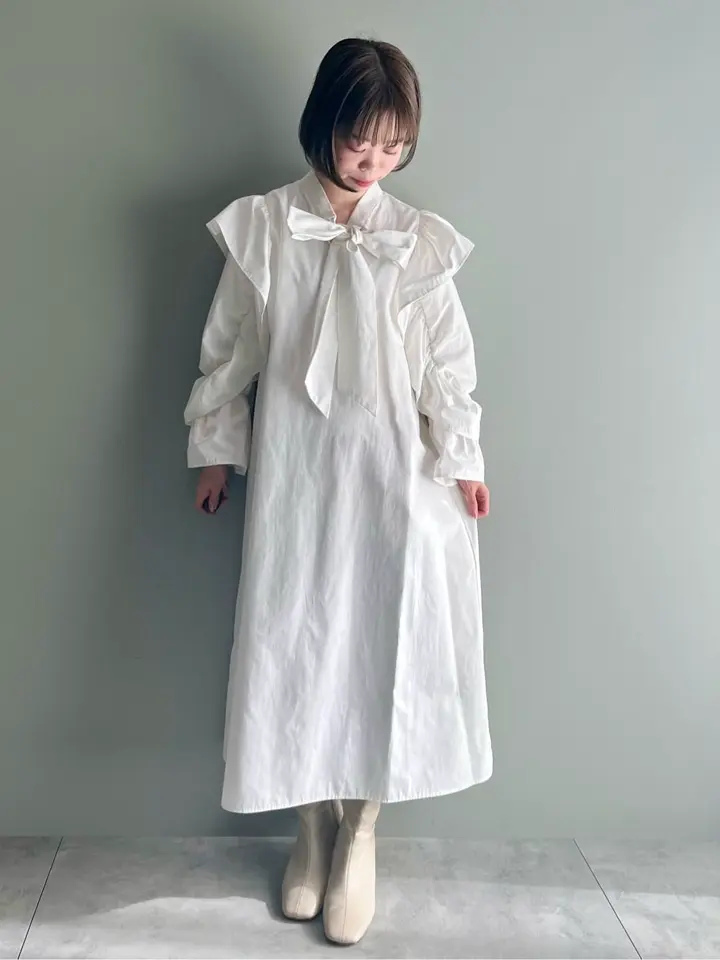 ラッフルボウタイワンピース/Maison de FLEUR Petite Robe（メゾンド