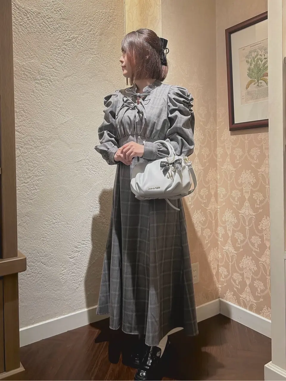 聡明な淑女のチェックワンピース/Maison de FLEUR Petite Robe